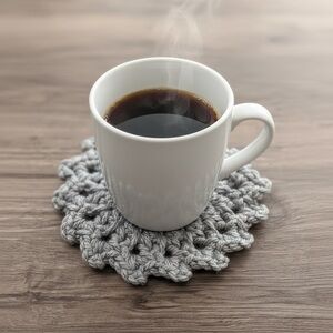 Set of 4 Crochet Gray Coasters